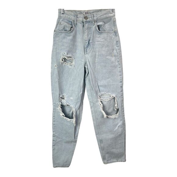 BDG Urban Outfitters High Rise Baggy Ripped Jeans Sz 27 x 32L Light Wash Grunge - Picture 1 of 9